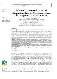 In a supposedly modern country. Pdf Measuring Shared Cultural Characteristics In Malaysia Scale Development And Validation