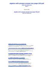 Can you elaborate about what exactly is the algebra with pizzazz answer key assignment that you have to work out. Algebra With Pizzazz Answer Key Page 222 Pdf Algebra With Pizzazz Answer Key Page 222 Free Pdf Download Now Source 2 Algebra With Pizzazz Answer Key Course Hero