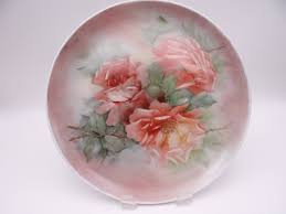 Vintage Hand Painted Artist Signed I Riggs Large Pink Rose Plate Outstanding Hand Painted Artist Signed Hand Painted Plates