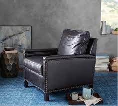 Nailhead trim accents the sophisticated profile of this recliner. Tyler Leather Square Arm Recliner Leather Recliner Accent Chairs For Living Room Pottery Barn Recliner