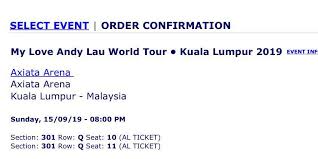 Axiata arena andy lau concert. Andy Lau Vip Tickets My Love World Tour Concert 2019 Sunday Tickets Vouchers Event Tickets On Carousell