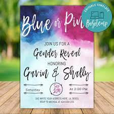 Gender reveal parties are becoming more popular. Editable Blue Or Pink Gender Reveal Party Invitation Diy Bobotemp