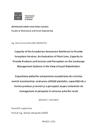 Pdf Capacity Of The Ecuadorian Amazonian Rainforest To Provide Ecosystem Services An Evaluation Of Plant Uses Capacity To Provide Products And Services And Perception On The Landscape Management Systems In The View