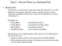 Ppt Exp 5 Percent Water In A Hydrated Salt Powerpoint Presentation Id 3890337