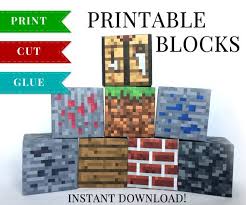 Minecraft Printable Papercraft Blocks Set 3 Minecraft Birthday Minecraft Party Supplies Minecraft Party Favors