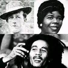 Bob marley, with his father(norval marley)and his mother (cedella  booker).one love to this parents that gave birth to the king of reggae.