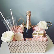 We Envy The Bride And Groom To Be Who Received This Sumptuous Engagement Gift Baske Bridesmaid Gifts From Bride Wedding Engagement Gifts Wedding Gift Baskets