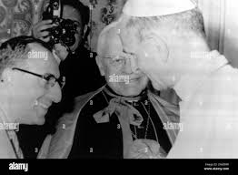 POPE PAUL VI WITH CARDINAL LANDAZURI RICKETS OF PERU AND CARDINAL LUIS  CONCHA OF BOGOTA IN VATICAN CITY