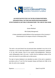 Notes not part of act 2 part 2 — strata titles act 1985 amended division 1 — preliminary 4. An Investigative Study On The Relationship Between Organizational Factors And Knowledge Management Effectiveness In Uae Public O