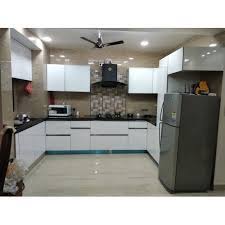Oppein is the leader in quality oppein offers you the most popular and fashionable design. Wooden U Shape White Acrylic Modular Kitchen Warranty 5 10 Years Kitchen Cabinets Rs 250000 Unit Id 21001542433