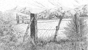 Through The Fence By David King Landscape Artwork Landscape Art Farm Scene