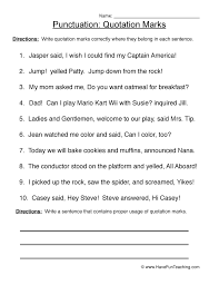 Include commas and periods outside of quotations. Quotations Punctuation Worksheet Have Fun Teaching