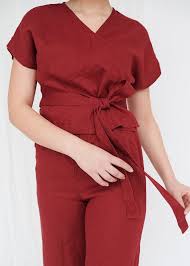 Bonni Burgundy Red Top Wrap Top Wrap Linen Top Linen Top Etsy