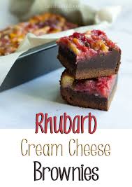 Rhubarb Cream Cheese Brownies Alisha Enid Sweet Recipes Desserts Cream Cheese Brownies Rhubarb Desserts