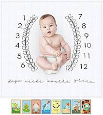 Joobebe Infant Baby Milestone Blanket Set With Landmark Moments Baby Milestone Cards And Monthly Growth Chart Backdrop Newborn Baby Photography Props