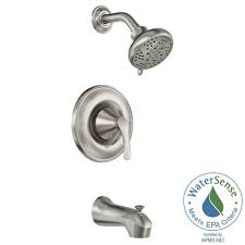 Moen Darcy Single Handle 5 Spray Tub And Shower Faucet With Valve In Spot Resist Brushed Nickel Valve Included 82550srn The Home Depot Tub And Shower Faucets Shower Tub Moen Shower Fixtures