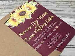Printable Sunflower And Burgundy Burlap Wedding Invitation Wedding Invitations Burlap Wedding Invitations Country Wedding Invitations