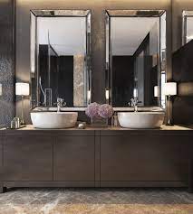 Three Luxurious Apartments With Dark Modern Interiors Bathroom Mirror Design Modern Bathroom Design Dark Modern Interior