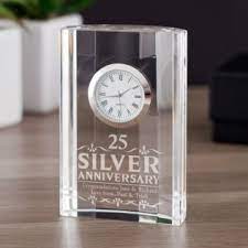 25th anniversary gift for parents real foil 25th silver. Feste Besondere Anlasse 25th Silver Wedding Anniversary Clock Celebration Gift Mobel Wohnen