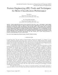Pdf Feature Engineering Fe Tools And Techniques For Better Classification Performance