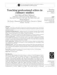 Pdf Teaching Professional Ethics In Culinary Studies