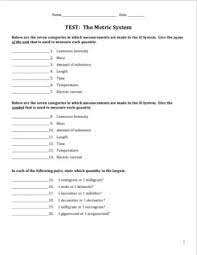 Metric System Test By Amy Brown Science Teachers Pay Teachers