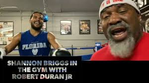Shannon Briggs in gym with Robert Duran Jr showing off Speed and Power like  Father.