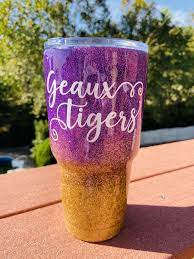Lsu Glitter Tumbler Glitter Tumbler Glitter Cups Tumbler Cups Diy