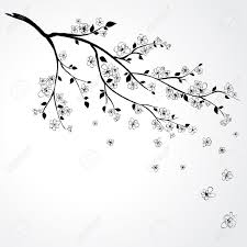 Black And White Cherry Blossom Clip Art White Cherry Blossom Branch Clipart Google Search Flower Illustration Flower Drawing Branch Drawing