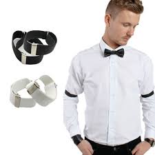 Shirt Sleeve Garter Cuffs Adjustable Elastic Arm Band White Black 1 Pair Men Shirt Style Sleeve Garter Mens Garters