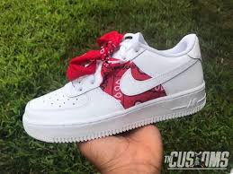 Custom Air Force 1 Bandanna In 2020 Red Nike Shoes All Nike Shoes Neon Nike Shoes