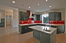 Two tone kitchen cabinets with grey honeycomb ceramic backsplash. 75 Beautiful Kitchen With Gray Cabinets And Red Backsplash Pictures Ideas May 2021 Houzz