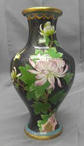 Feel free to purchase our items with maximum discount possible. Vintage Black Chinese Cloisonne Vase Floral Flower With Bird Pattern Chinoiserie Vase Vase Cloisonne