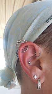 Double Orbital Piercing I Did A Few Days Ago Really Happy With The Outcome Piercing Ear Piercings Orbital Piercing Cute Piercings