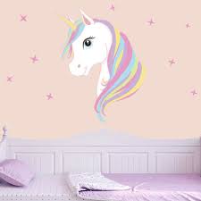 Cute Unicorn Bling Stars Wall Decal Art Stickers Vinyl Home Room Decoration Dekorasyon Oya Dekor