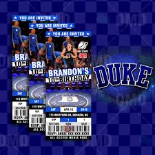 2 5 X 6 Blue Devils Duke Sports Ticket Style Party Invites