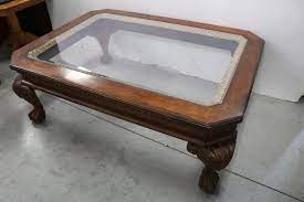 16 1/2 wood ball and claw table legs. Ornate Claw Foot Coffee Table W Beveled Glass Top Idaho Auction Barn