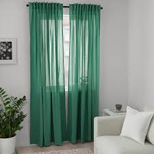 Annalouisa Curtains 1 Pair Green 145x250 Cm Ikea In 2020 Curtains Curtains Without Sewing Ikea