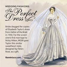 Designer Helen Rose S Sketch Of Elizabeth Taylor S Wedding Dress For Her First Marriage To Nicky Hilton 19 Wedding Gowns Vintage Wedding Dresses Helen Rose