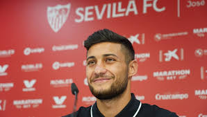 Oscar Rodriguez At His Unveiling Sevilla Fc