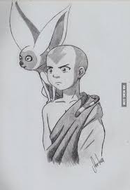 One Of My Old Drawings Aang And Momo Avatar Cartoon Avatar Ang Drawings