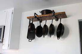 My cast iron pan collection has been on my mind lately. Diy Industrial Pan Storage Rack