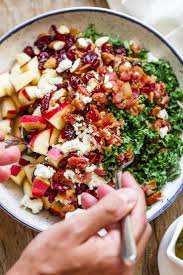Apple Cranberry Bacon Kale Salad Low Carb Salad Recipes Bacon Kale