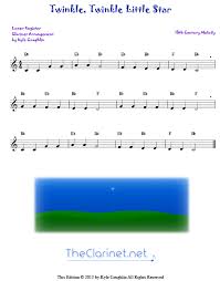 Twinkle Twinkle Little Star For Clarinet Free Sheet Music