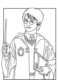 22 free harry potter printables & coloring sheets perfect for fun at home, for a harry potter party, halloween, and more. Harry Potter With Book Coloring Page Free Printable Coloring Pages For Kids