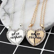 Best Friends Heart Shape Diamond Minimalist Necklace Jewelry Birthday Jewelry Gift Friend Necklaces Friendship Jewelry Best Friend Necklaces
