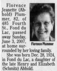Florence Jeanette Abhold Plummer (1924-2007)