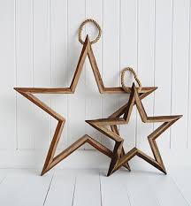 Wooden star decoration for the fourth of july. Set Of 3 Decorative Hanging Wooden Stars