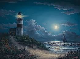 Night Watch By Kyle Wood Lighthouse Painting Lighthouse Art Night Scene Painting