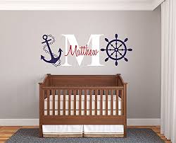 This contemporary nautical nursery was designed for my baby boy camden. Custom Name Initial Rudder Anchor Nautical Theme Baby Boy Wall Decal Nursery For Home Bedroom Children Am Wide 30 X 11 Height Buy Online In Dominica At